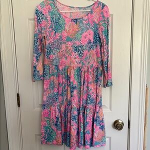 Lilly Pulitzer Geanna Pink and Blue Swing Dress